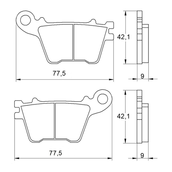 Accossato brake pads AGPP39 for Yamaha R1M, dimension drawing