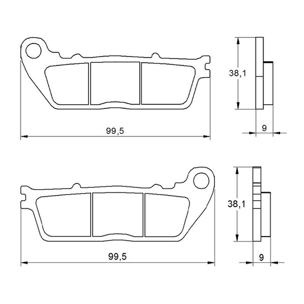 Accossato brake pads AGPP55 for Honda VFR800X Crossrunner, dimension drawing