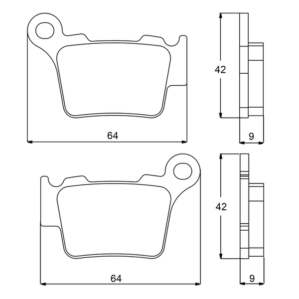 Accossato brake pads AGPP80 for Sherco SEF 300, dimension drawing