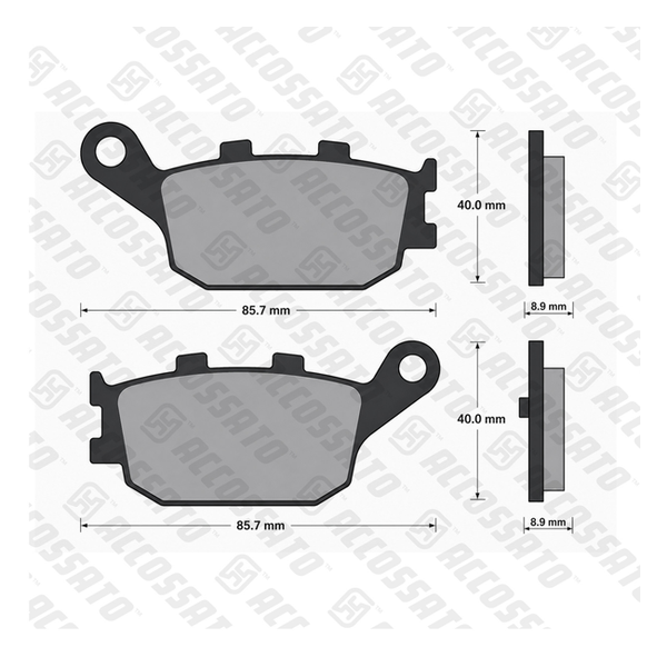 Accossato brake pads AGPP88 for Kawasaki Z900RS CAFE, dimension drawing