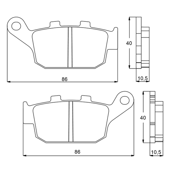 Accossato brake pads AGPP89 for Triumph BONNEVILLE BOBBER, dimension drawing
