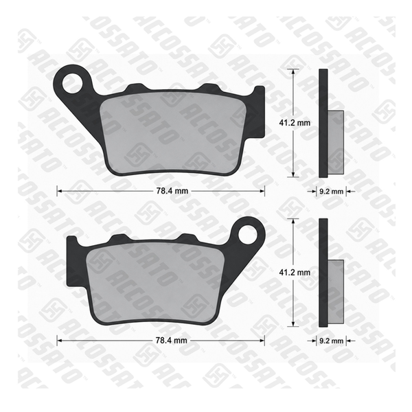 Accossato brake pads AGPP91 for Aprilia RS 457, dimension drawing