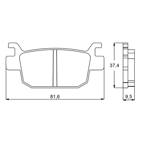 Accossato brake pads AGPP95 for Benelli LEONCINO 500 TRAIL, dimension drawing