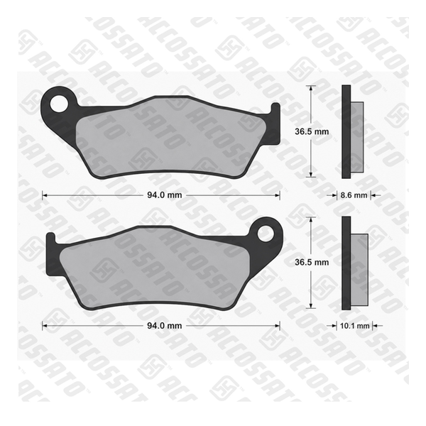 Accossato brake pads AGPP97 for BMW S1000 XR, dimension drawing