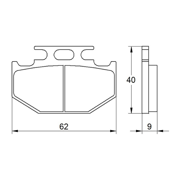 Accossato brake pads AGPP99 for Yamaha XT250, dimension drawing