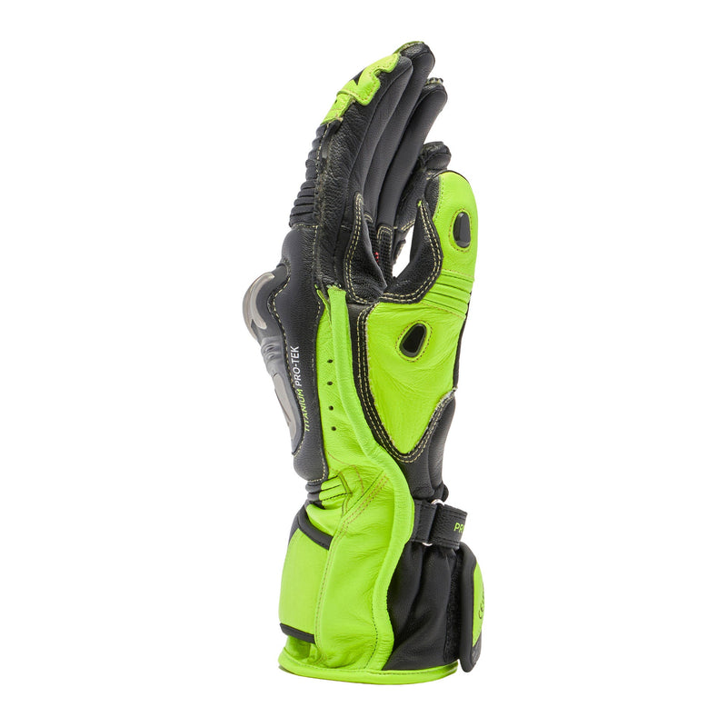 Dainese Full Metal 7 racing leather gloves men's neon yellow black