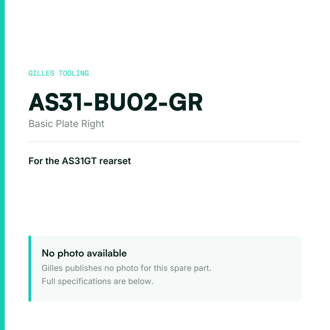 Gilles Basic Plate Right – AS31-BU02-GR, data card, no manufacturer photo available