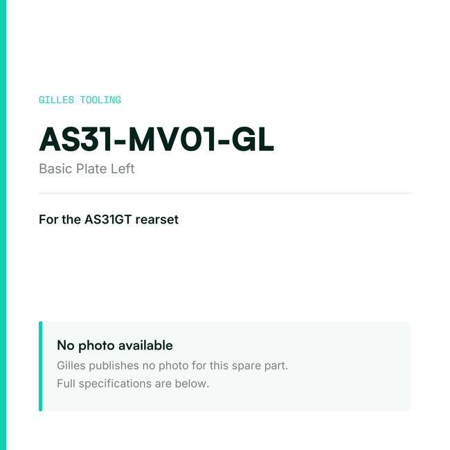 Gilles Basic Plate Left – AS31-MV01-GL, data card, no manufacturer photo available