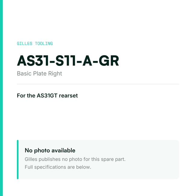 Gilles Basic Plate Right – AS31-S11-A-GR, data card, no manufacturer photo available