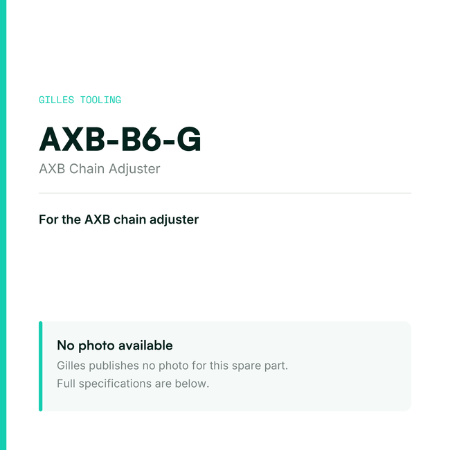 Gilles AXB Chain Adjuster – AXB-B6-G, data card, no manufacturer photo available