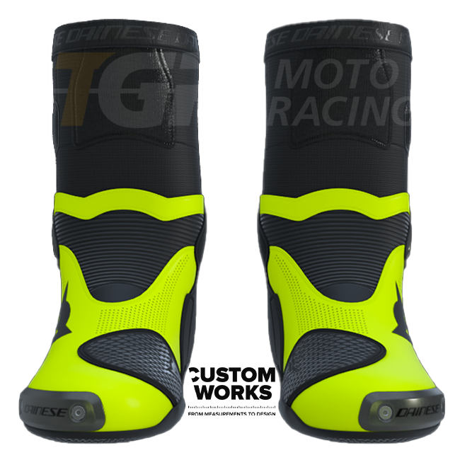 Dainese Axial 2 Air Racing and Road Motorcycle Boots | Men | Black / Fluo Yellow | Custom Works