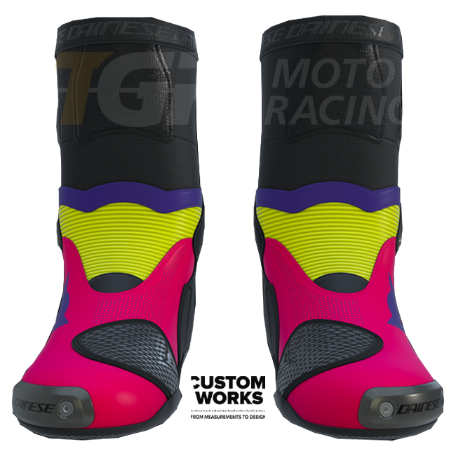 Dainese Axial 2 Air motorcycle boots men Fuxia Viola Fluo Yellow Custom Works