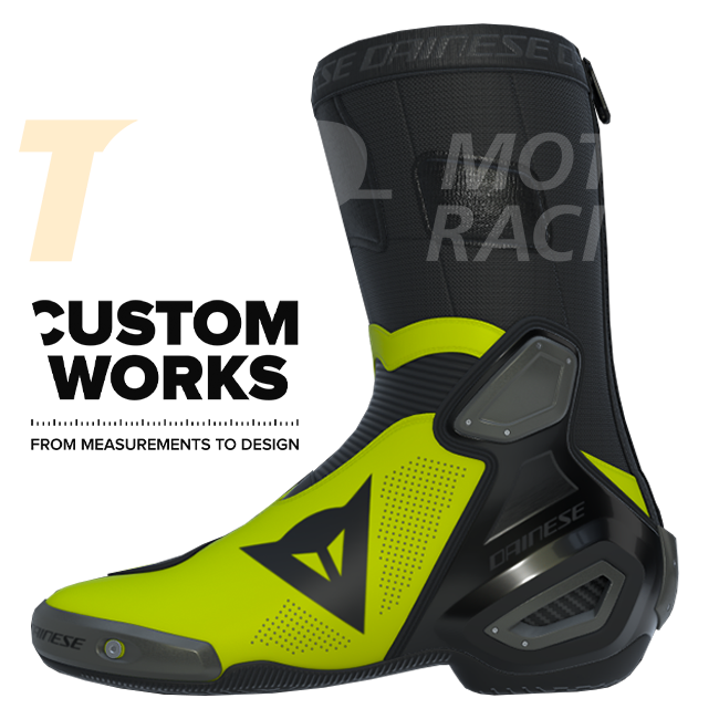Dainese Axial 2 Air Racing and Road Motorcycle Boots | Men | Black / Fluo Yellow | Custom Works