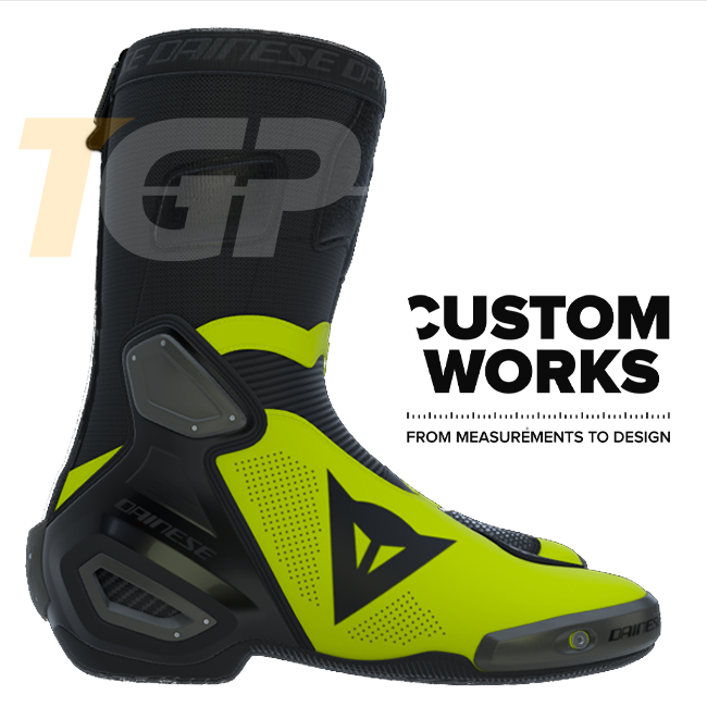 Dainese Axial 2 Air Racing and Road Motorcycle Boots | Men | Black / Fluo Yellow | Custom Works