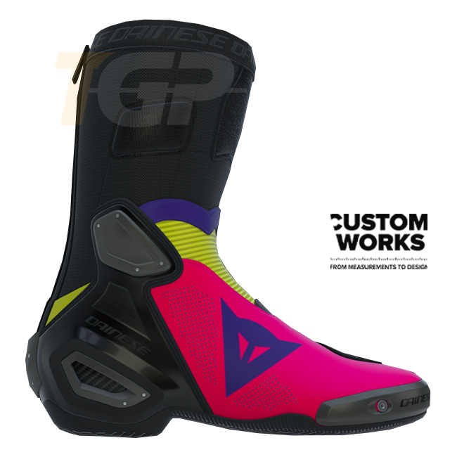 Dainese Axial 2 Air motorcycle boots men Fuxia Viola Fluo Yellow Custom Works