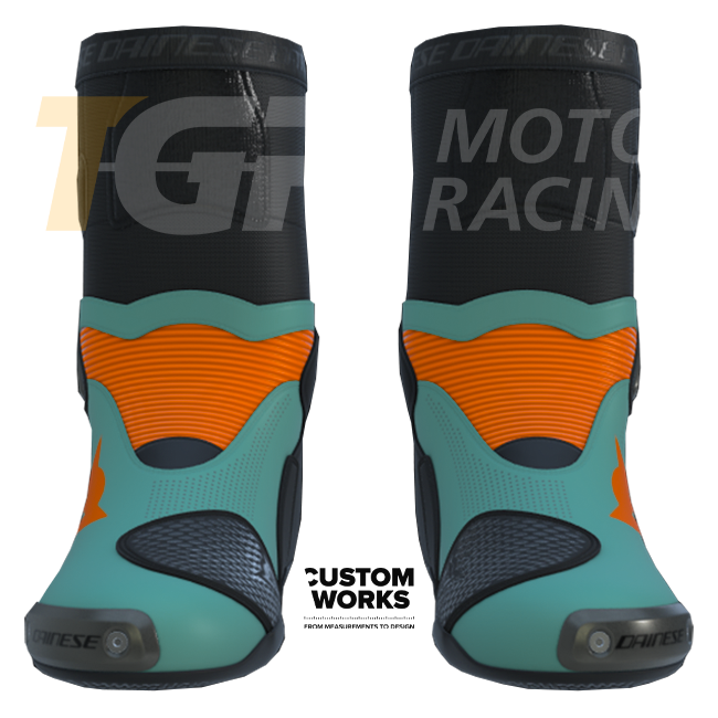 Dainese Axial 2 Air Motorcycle Boots – Fluo Orange / Sardinian Sea Blue | Men's | Custom Works