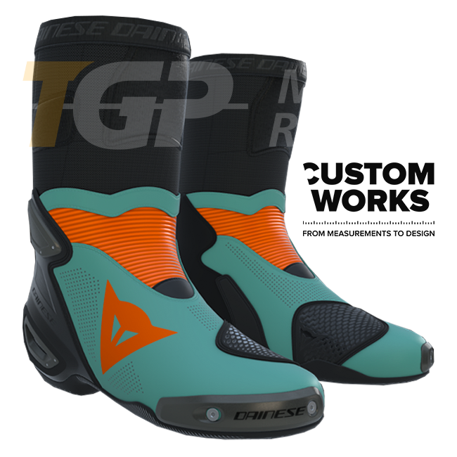 Dainese Axial 2 Air Motorcycle Boots – Fluo Orange / Sardinian Sea Blue | Men's | Custom Works