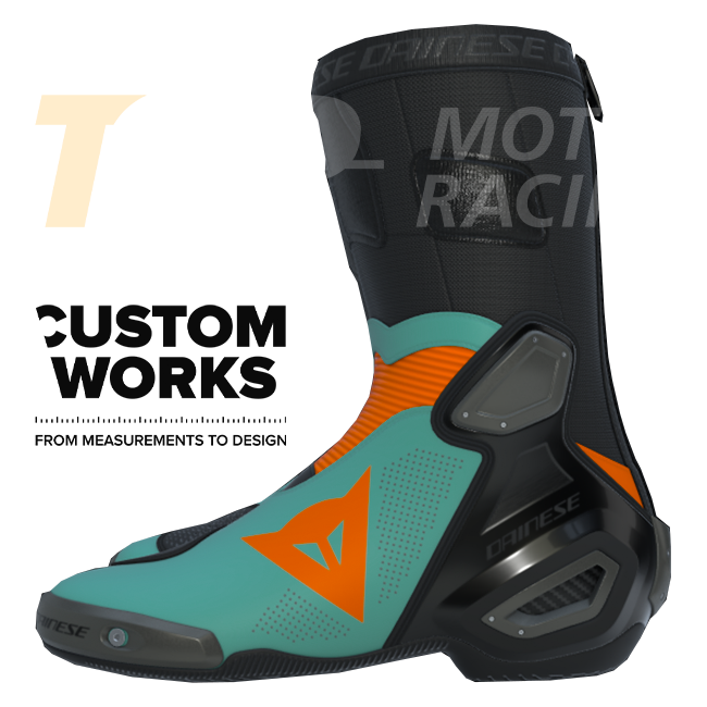 Dainese Axial 2 Air Motorcycle Boots – Fluo Orange / Sardinian Sea Blue | Men's | Custom Works