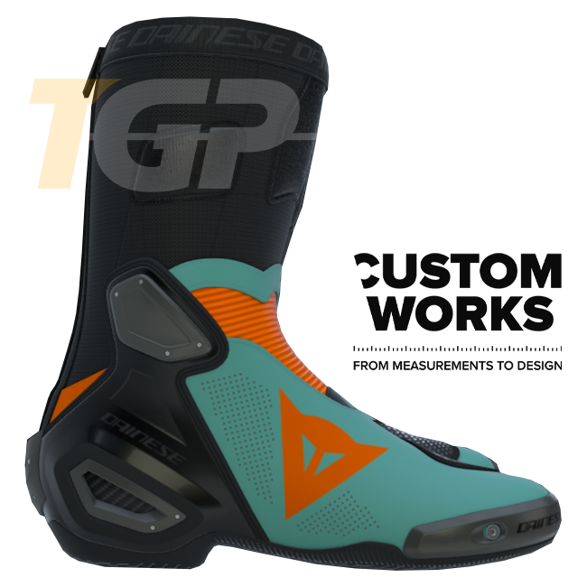 Dainese Axial 2 Air Motorcycle Boots – Fluo Orange / Sardinian Sea Blue | Men's | Custom Works