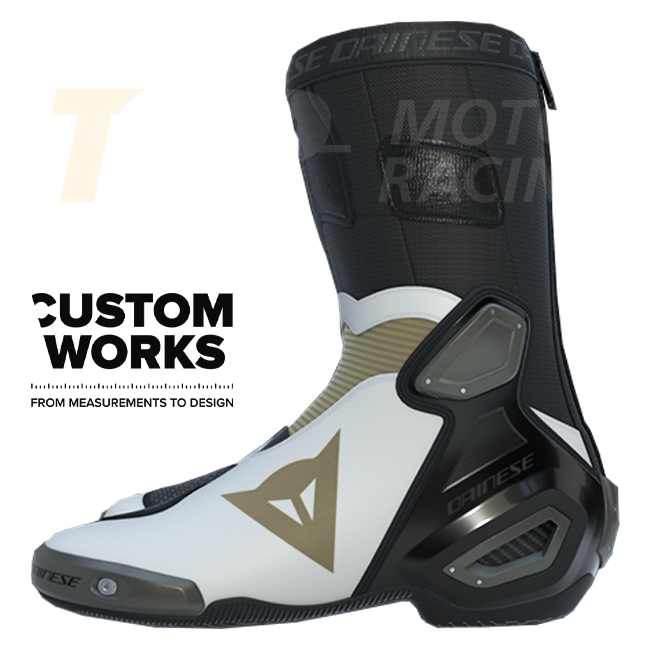 Dainese Axial 2 motorcycle boots men Pearl White Magnesium Custom Works