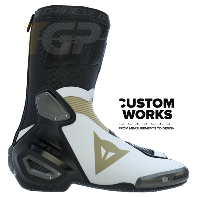 Dainese Axial 2 motorcycle boots men Pearl White Magnesium Custom Works