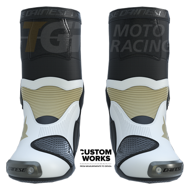 Dainese Axial 2 Air motorcycle boots men's Pearl White Magnesium Custom Works