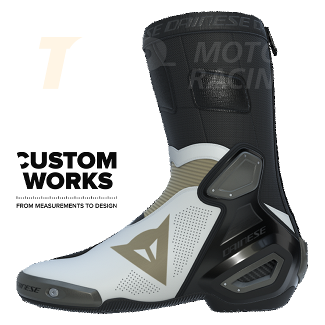 Dainese Axial 2 Air motorcycle boots men's Pearl White Magnesium Custom Works