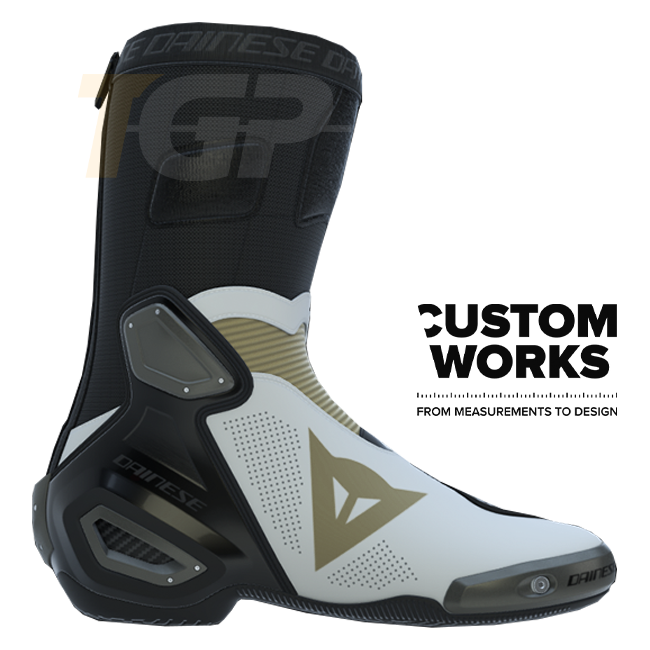 Dainese Axial 2 Air motorcycle boots men's Pearl White Magnesium Custom Works