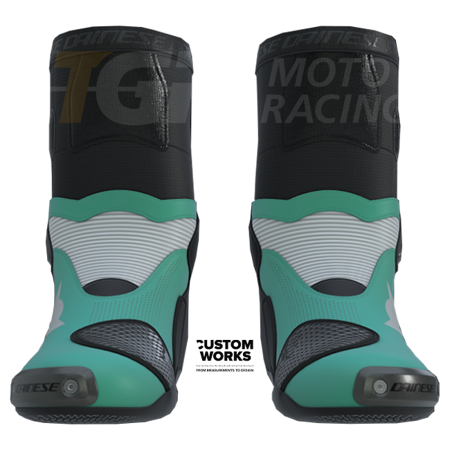 Dainese Axial 2 Air Custom Works motorcycle boots in Sardinia Sea Blue and White