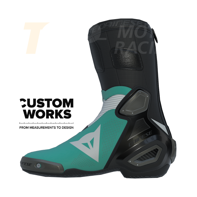 Dainese Axial 2 Air Custom Works motorcycle boots in Sardinia Sea Blue and White