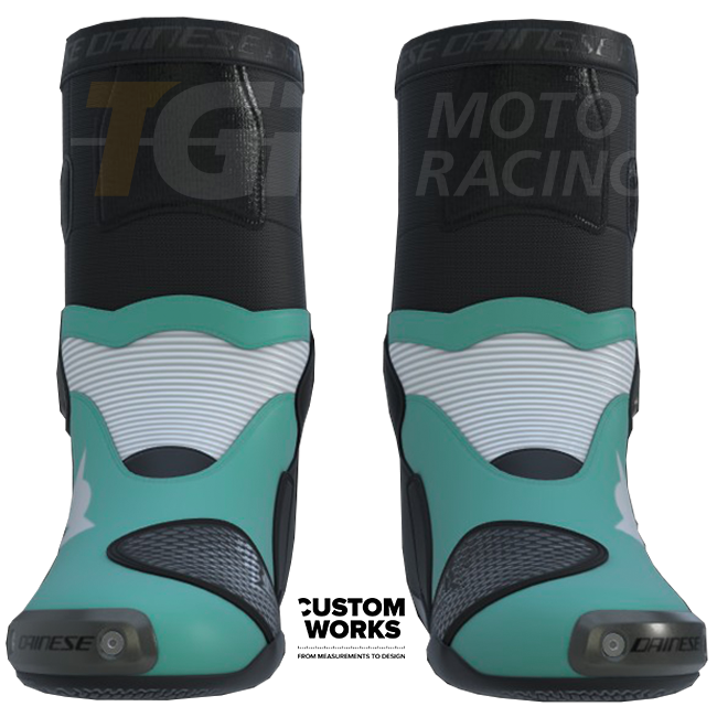 Dainese Axial 2 motorcycle boots men's Sardinia Sea Blue White Custom Works