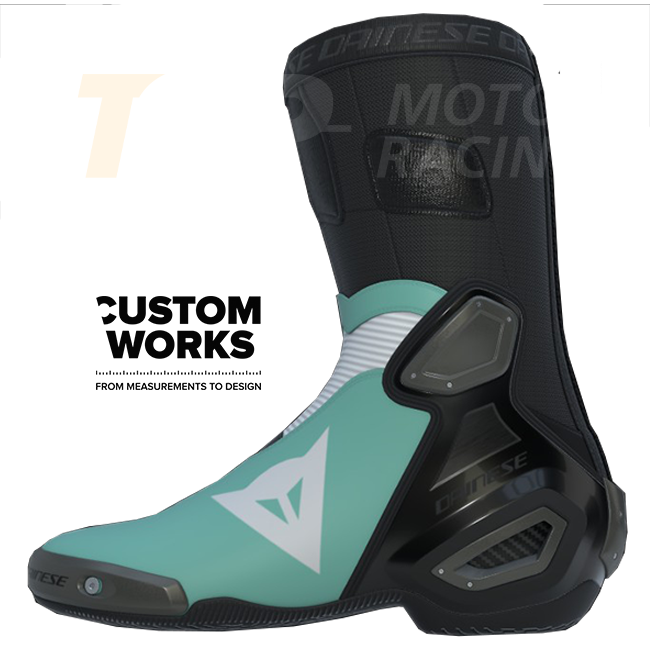Dainese Axial 2 motorcycle boots men's Sardinia Sea Blue White Custom Works