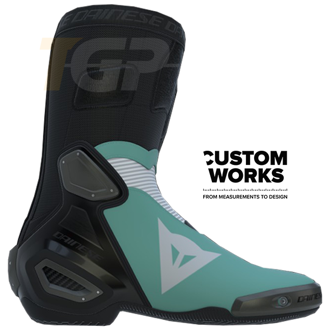 Dainese Axial 2 motorcycle boots men's Sardinia Sea Blue White Custom Works