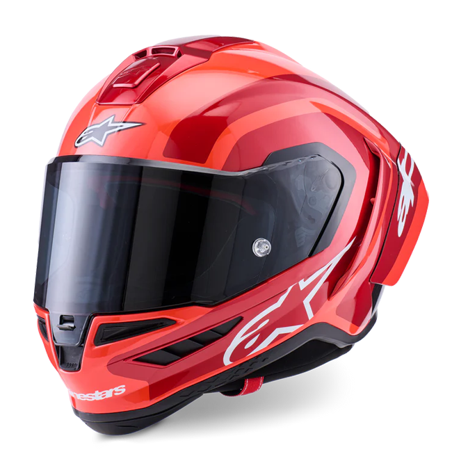 Alpinestars Supertech R10 full-face helmet in Arius Double Red Glossy finish
