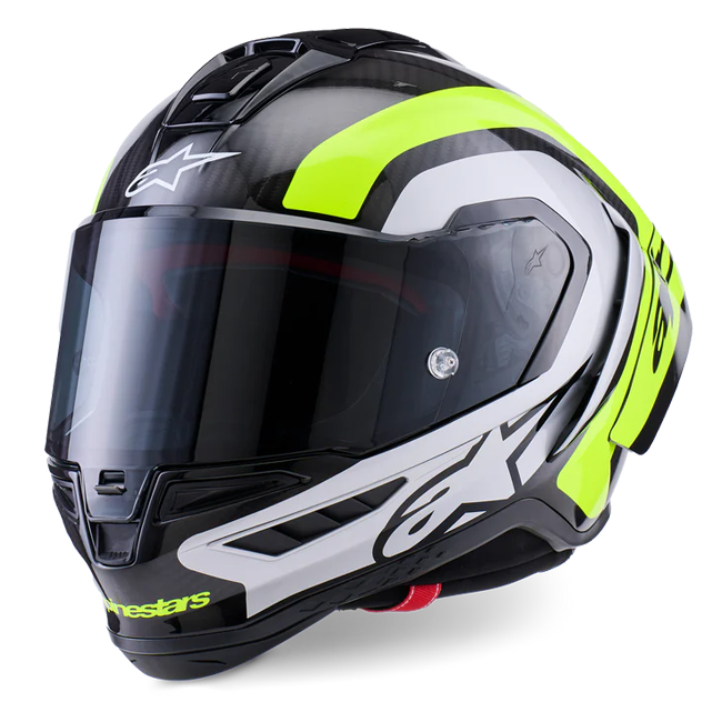 Alpinestars Supertech R10 full-face helmet in Arius Yellow Fluo Gloss finish