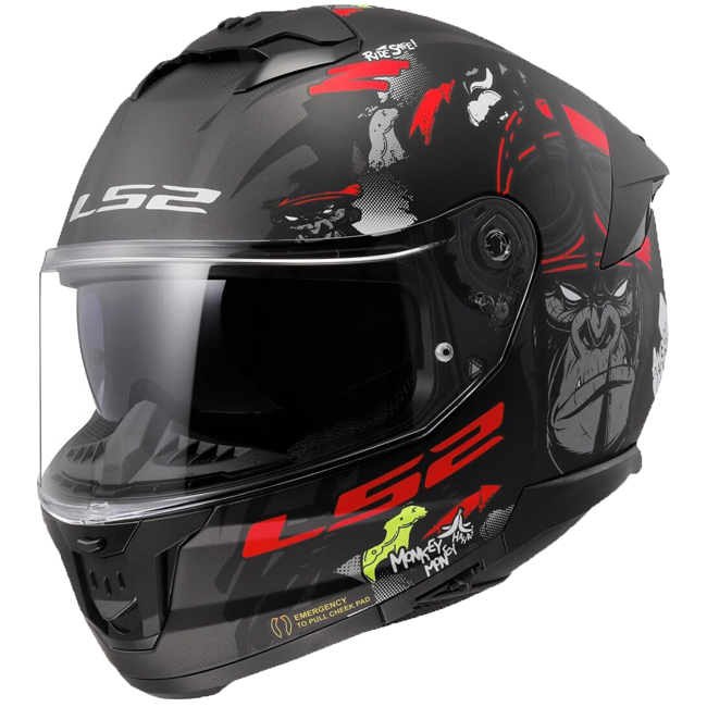 LS2 FF808 Stream II Helm – Angry Monkey Black/Red