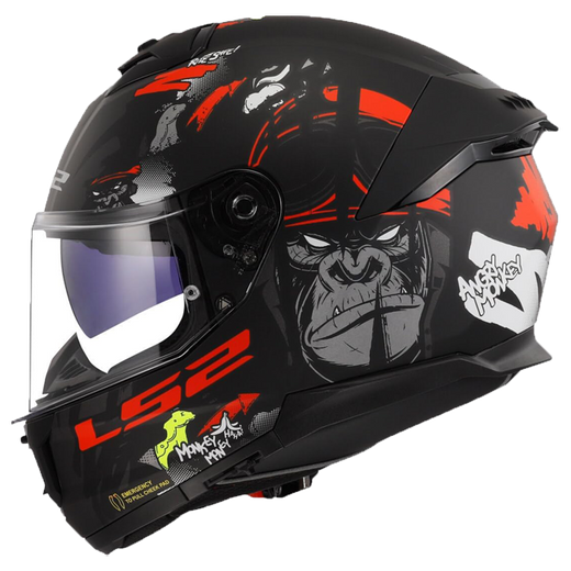 LS2 FF808 Stream II Helm – Angry Monkey Black/Red