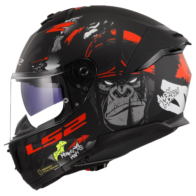 LS2 FF808 Stream II Helm – Angry Monkey Black/Red