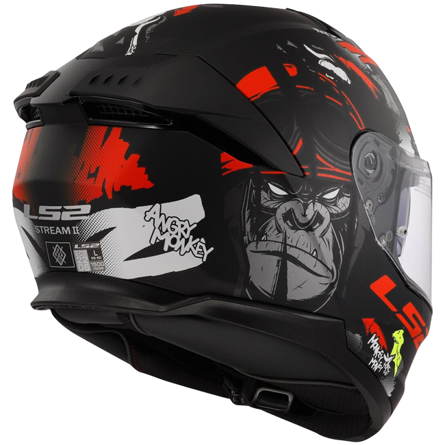 LS2 FF808 Stream II Helm – Angry Monkey Black/Red