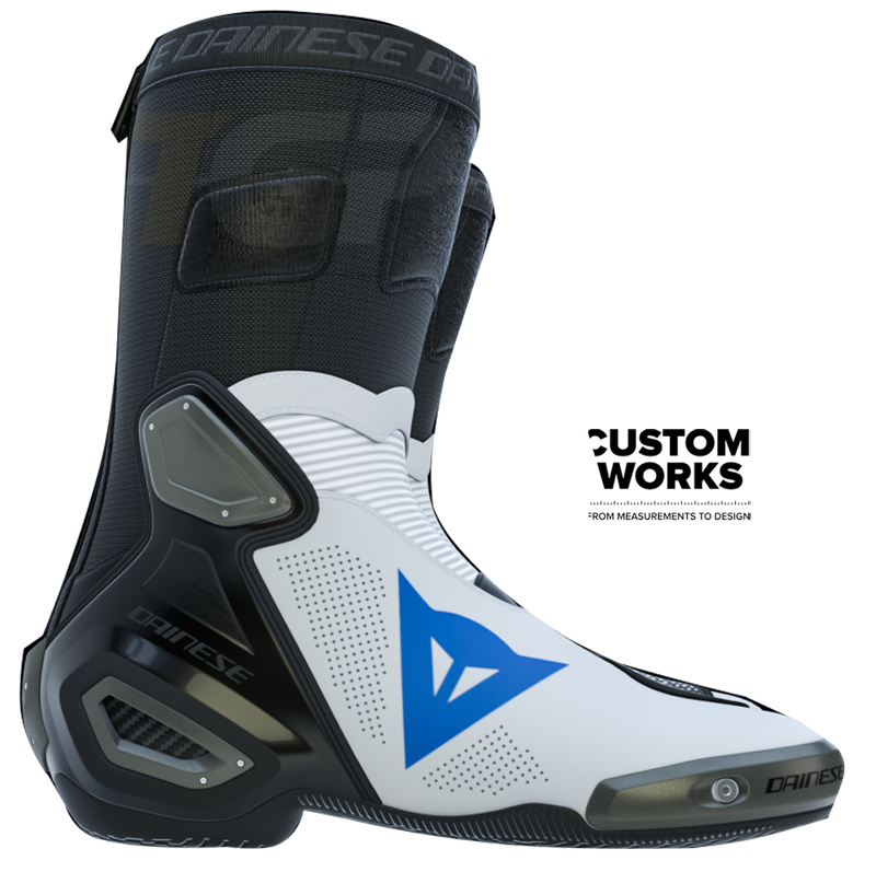 Dainese Axial 2 Air men's motorcycle boot in White and Sky Blue Custom Works colourway