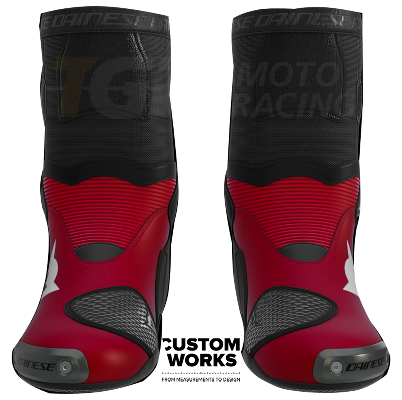 Dainese Axial 2 Nicolò Bulega Replica 2026 Custom Works men's motorcycle boot in Dainese Red and White