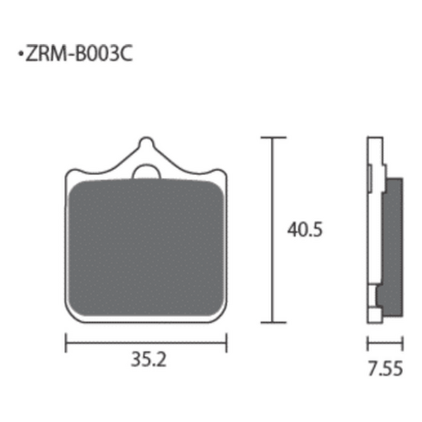 Dimension drawing of the ZCOO B003 brake pad, Z-B003-EX