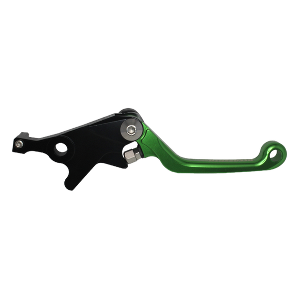 Accossato off-road folding brake lever B8145 with green blade for Kawasaki KLX 125 (2010-2016)