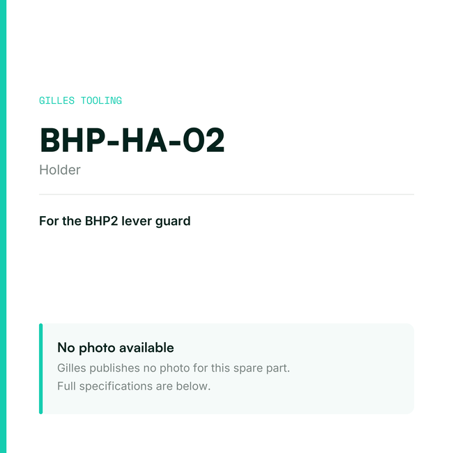 Gilles Holder – BHP-HA-02, data card, no manufacturer photo available