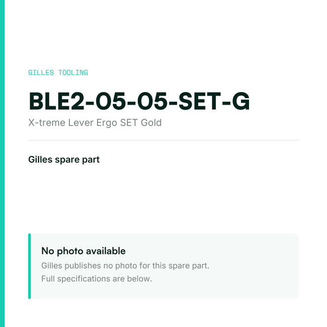 Gilles X-treme Lever Ergo SET Gold – BLE2-05-05-SET-G, data card, no manufacturer photo available