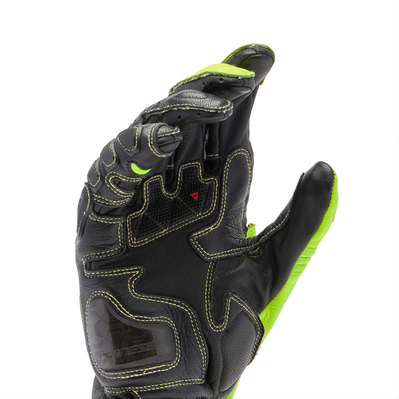 Dainese Full Metal 7 racing leather gloves men's neon yellow black