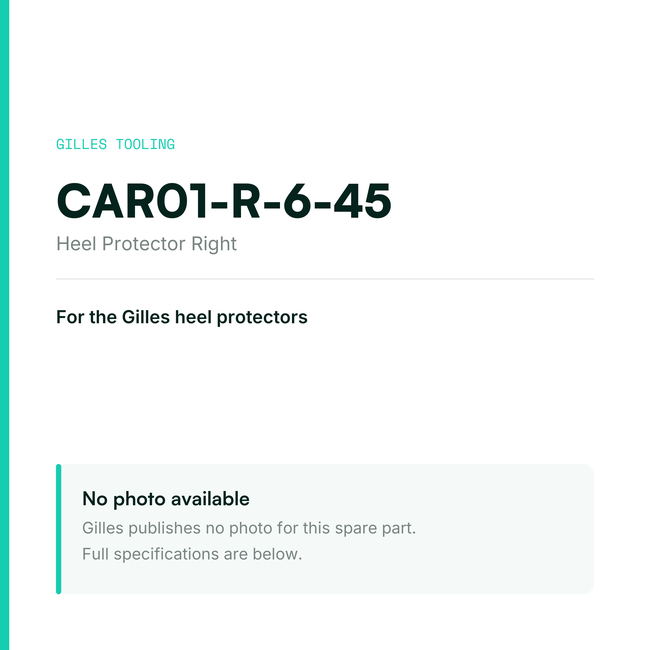 Gilles Heel Protector Right – CAR01-R-6-45, data card, no manufacturer photo available