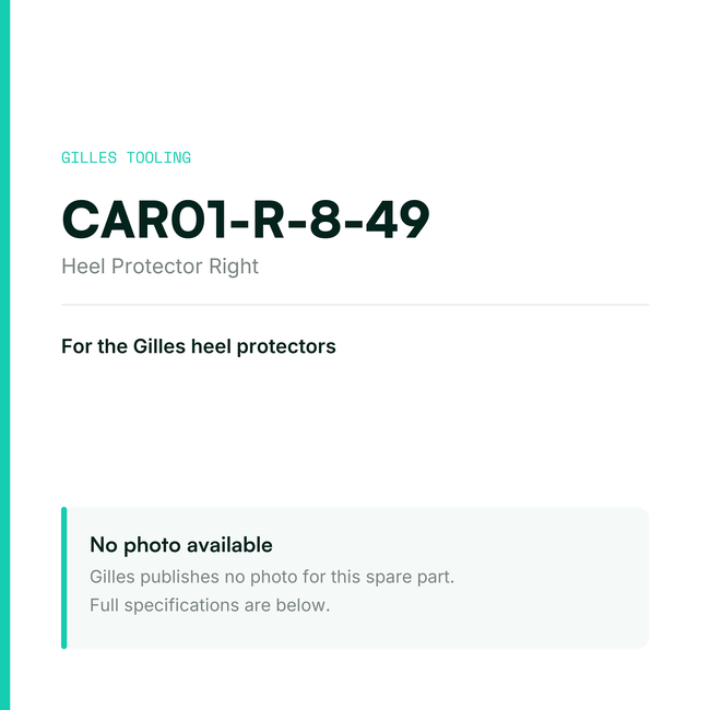 Gilles Heel Protector Right – CAR01-R-8-49, data card, no manufacturer photo available