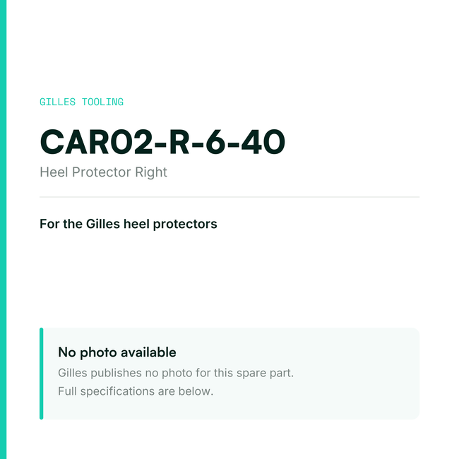 Gilles Heel Protector Right – CAR02-R-6-40, data card, no manufacturer photo available