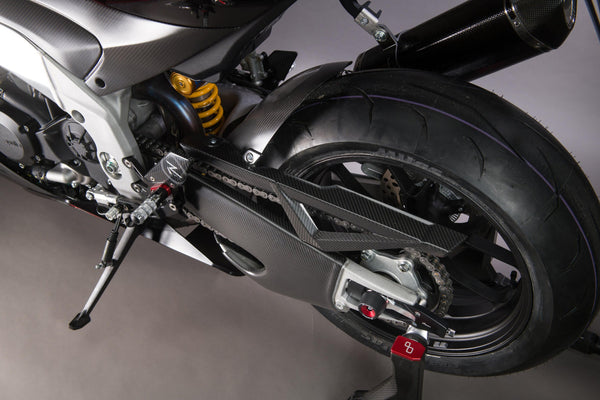 LighTech CARA2012 gloss carbon chain guard for Aprilia RSV4 RR 1100 Factory 2021-2026